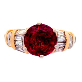 14kt Gold Ring with Tourmaline and Diamonds