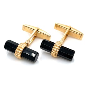 1960s 14K Yellow Gold Onyx Cufflinks