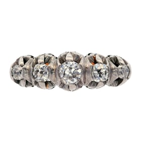 Antique 5 Diamonds Ring in 18kt Gold and Platinum