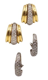 Italian Convertible Earrings In 18Kt Yellow And White Gold With 2.05 Ctw In Diamonds