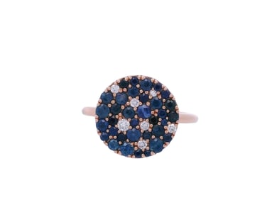 18kt Gold Ring with Blue Sapphires and Diamonds