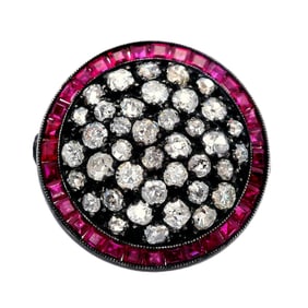 18kt Gold Ring with Diamonds and Rubies