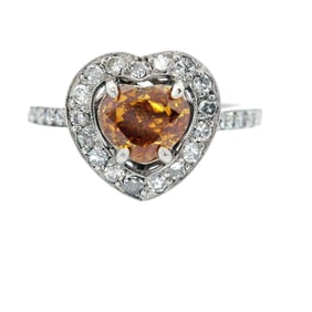 Platinum heart Ring with 1.30 CTW in  Diamonds