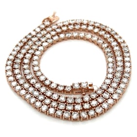 14K Rose Gold 15.00 Ct. Diamond Tennis Necklace