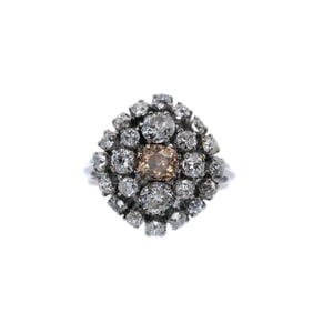 Antique Platinum Cluster Ring with  in Diamonds
