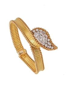 BOUCHERON Paris 1950 Modernist Bracelet In 18Kt Gold, Platinum & 2.60 Ctw Diamonds