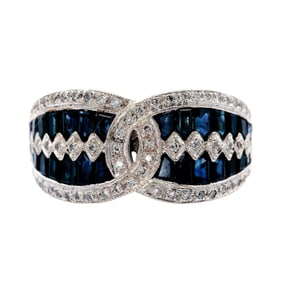 18kt Gol d ring width Diamonds and Sapphires