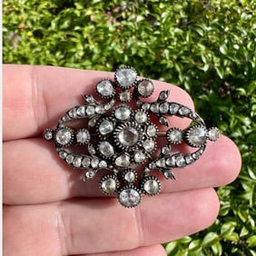 Victorian French Silver 4.00 Ct. Diamond Brooch