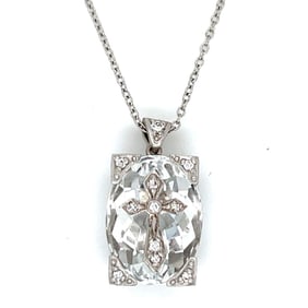 S. COLEE 18K White Gold Diamond Neckalce with rock crystal