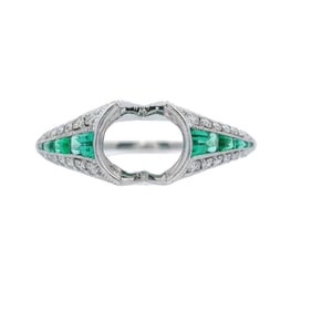 Art Deco style 18kt Gold Mounting with Diamonds and Sapphires