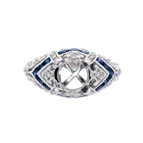 Art Deco style 18kt Gold Mounting with Diamonds and Emeralds