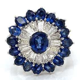 14k White Gold Sapphire & Diamond Ring