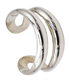 Tiffany & Co 1982 By Elsa Peretti Wavy Double Cuff In Solid .925 Sterling Silver