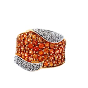 14kt Gold Ring with Diamonds and Sapphires