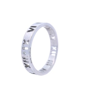 Tiffany  & Co Atlas Band Ring in 18k White Gold with Diamonds