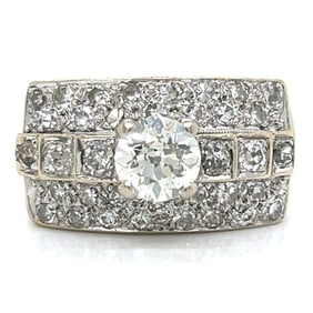 Art Deco 14K White Gold Diamond Ring