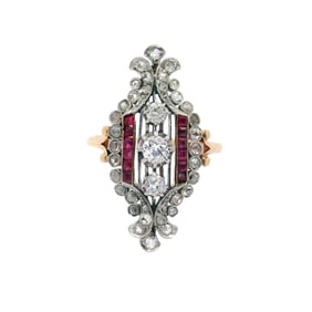 Diamonds & Rubies 18kt Gold Ring