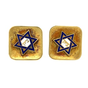 1960s 18K Yellow Gold Star of David Cufflinks
