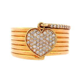 Heart Band Ring in 18kt yellow Gold with Diamonds