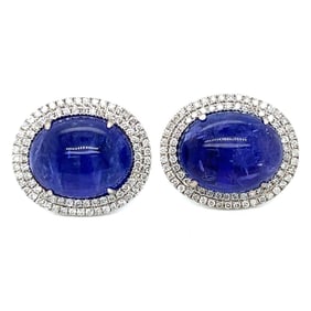 18K White Gold Tanzanite & Diamond Earrings
