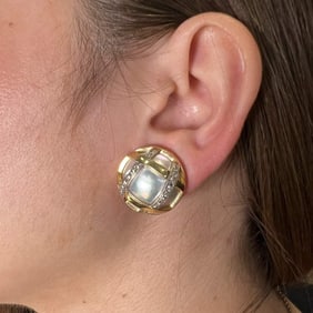 14K Mabe Pearl and Diamond Earrings