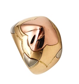 Bvlgari Roma Vintage Pyramid Multi Tone Cocktail Ring In Solid 18Kt Gold