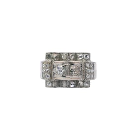 18kt Gold Retro Ring with Diamonds