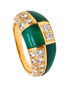 Van Cleef Arpels 1973 Geometric Chrysoprase Ring In 18Kt Gold With Diamonds