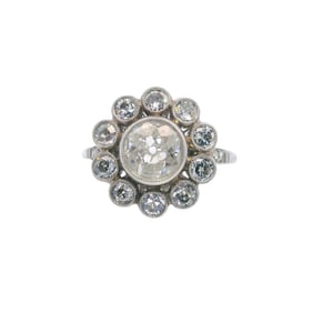 Platinum Rosetta Ring with Old European cut Diamonds