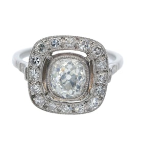 Platinum Ring with 1.12 Cts Old mine Diamond
