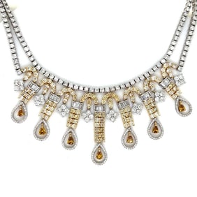 18K Yellow & White Gold 18.82 Ct. Fancy Yellow Diamond Necklace