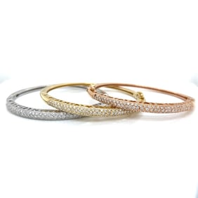 14K Yellow, Rose, & White Gold Diamond Bangle Set