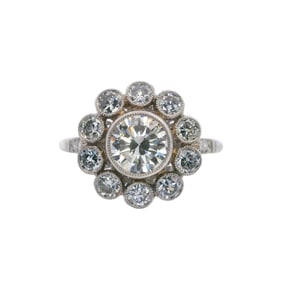 Platinum Rosetta Ring with Transitional cut Diamonds