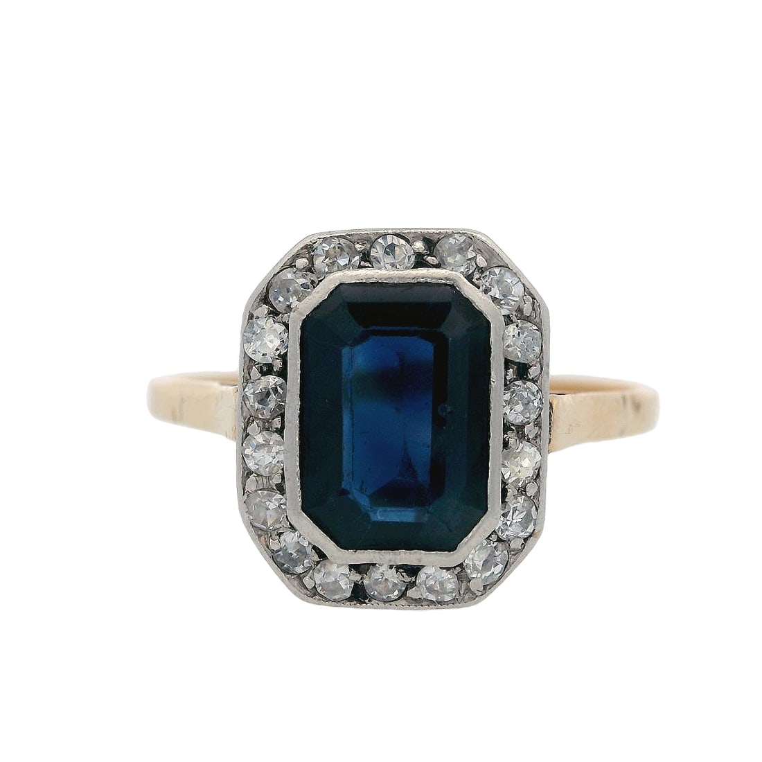 Antique 18kt Gold Ring with Sapphire and Diamonds (1 of 8)