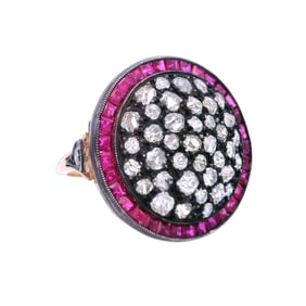 Vintage 18kt Gold Ring with Diamonds and Rubies