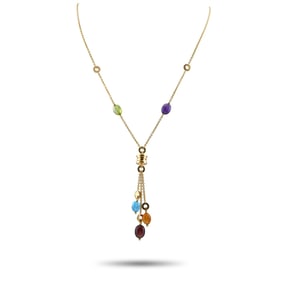 Bvlgari B.zero1 18K Yellow Gold Garnet, Topaz, Amethyst, Citrine, and Peridot Tassel Necklace