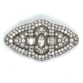 Art Deco Platinum 7.15 Ct. Diamond Brooch