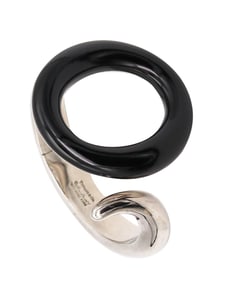 Tiffany Co. 1981 By Elsa Peretti Black Jade Sevillana Cuff In Solid 925 Sterling Silver