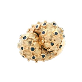 Retro Moi et Toi 18kt yellow Gold Ring with Sapphires