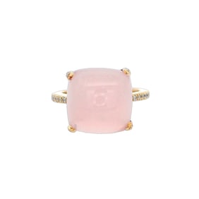 18kt yellow Gold Ring with Rose Quartz and Diamonds