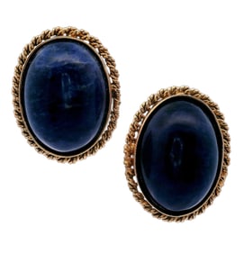 Vintage 18kt yellow Gold Earrings with Lapis lazuli