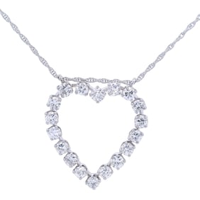 Heart Pendant Necklace in 14kt Gold and Platinum with 2.00 Cts in Diamonds