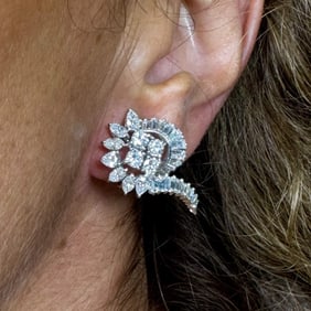 Art Deco Platinum 5.50 Ct. Diamond Clip-on Earrings