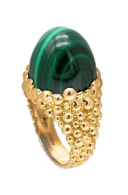 Kutchinsky  London 18Kt Yellow Gold Retro Cocktail Ring With Malachite