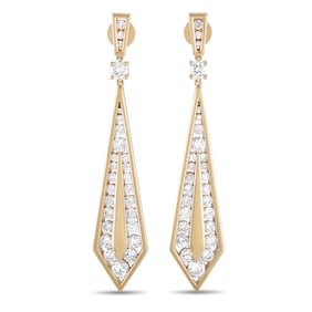 18K Yellow Gold 3.55ct Diamond Geometric Drop Earrings
