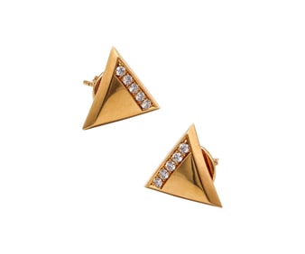 MARINA B. 1978 Milano Triangoli Studs Earrings In 18Kt Yellow Gold With VS Diamonds