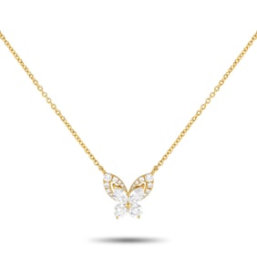 18K Yellow Gold 1.30ct Diamond Butterfly Necklace