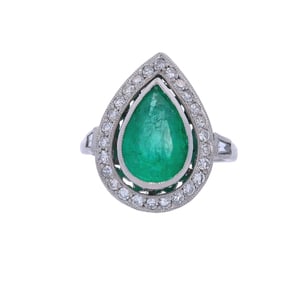 Cocktail Platinum Ring with 3.00 CTW in Emerald and Diamonds