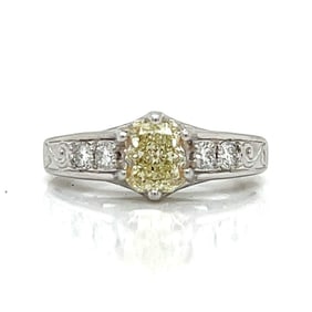 14K White Gold Fancy Yellow Diamond Ring