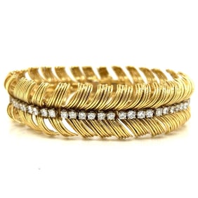FRENCH 18K Yellow Gold Bracelet with 5.50 Cts in Diamonds